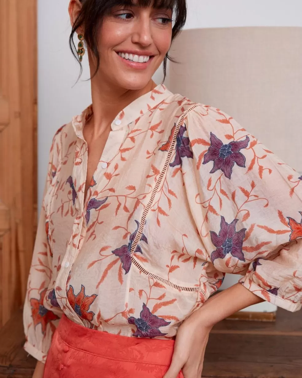 BLUSAS Y CAMISAS>Polin et moi Blusa Flor Camila beige