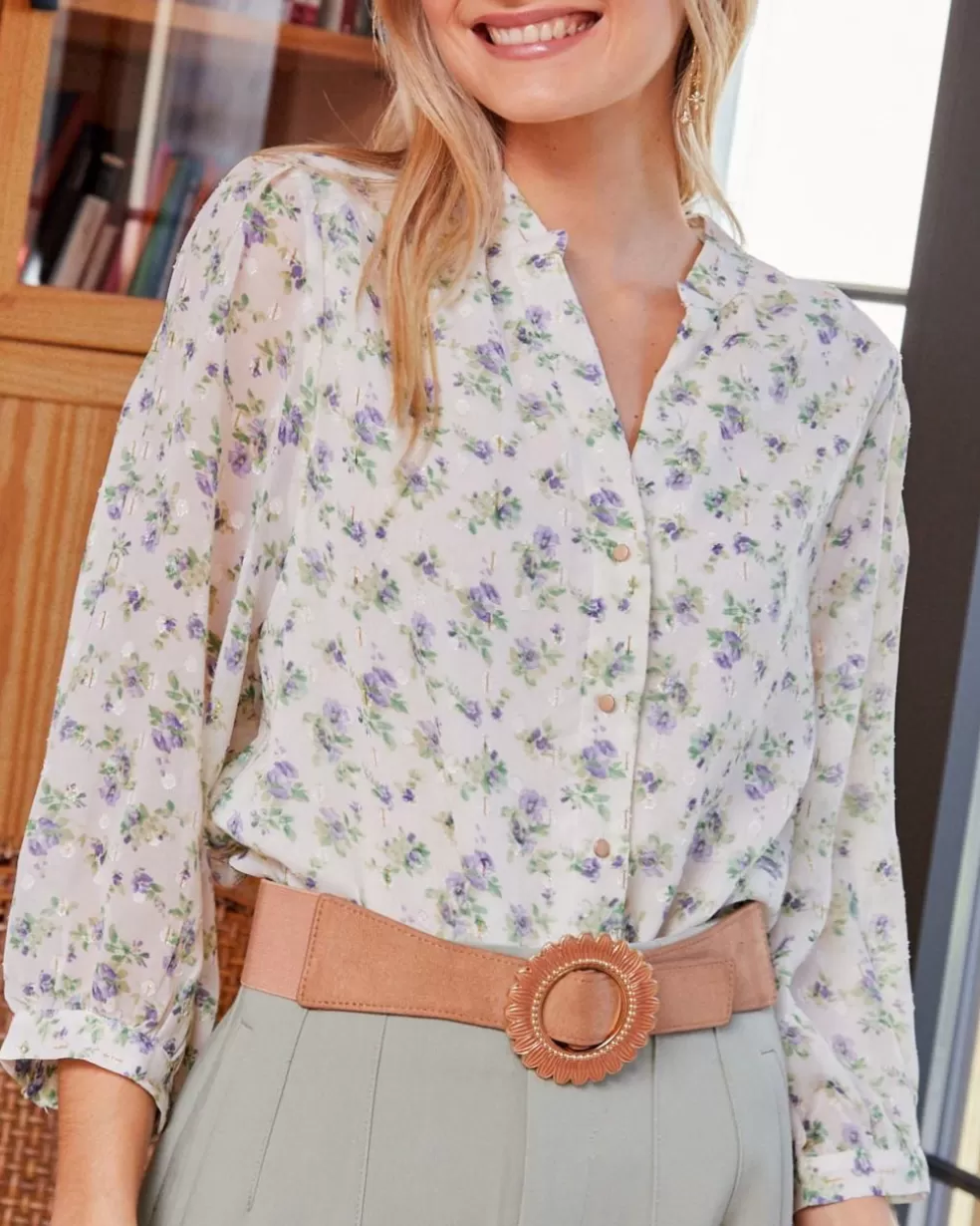 BLUSAS Y CAMISAS>Polin et moi Blusa Flores Samantha lavanda