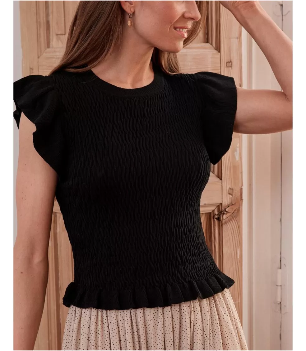 CAMISETAS Y TOPS>Polin et moi Top Punto Claudia negro