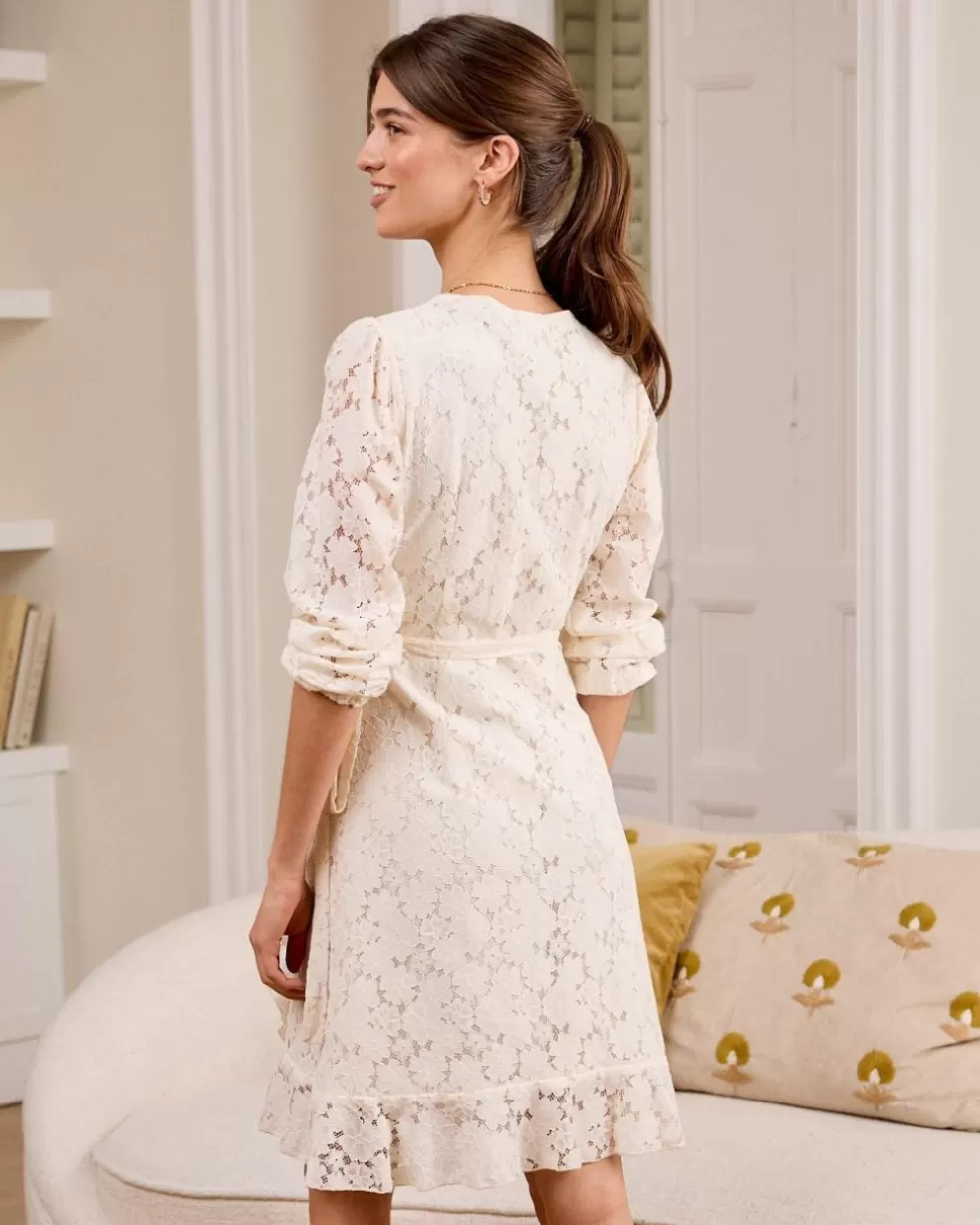 VESTIDOS Y MONOS>Polin et moi Vestido Encaje Bibianne Crudo