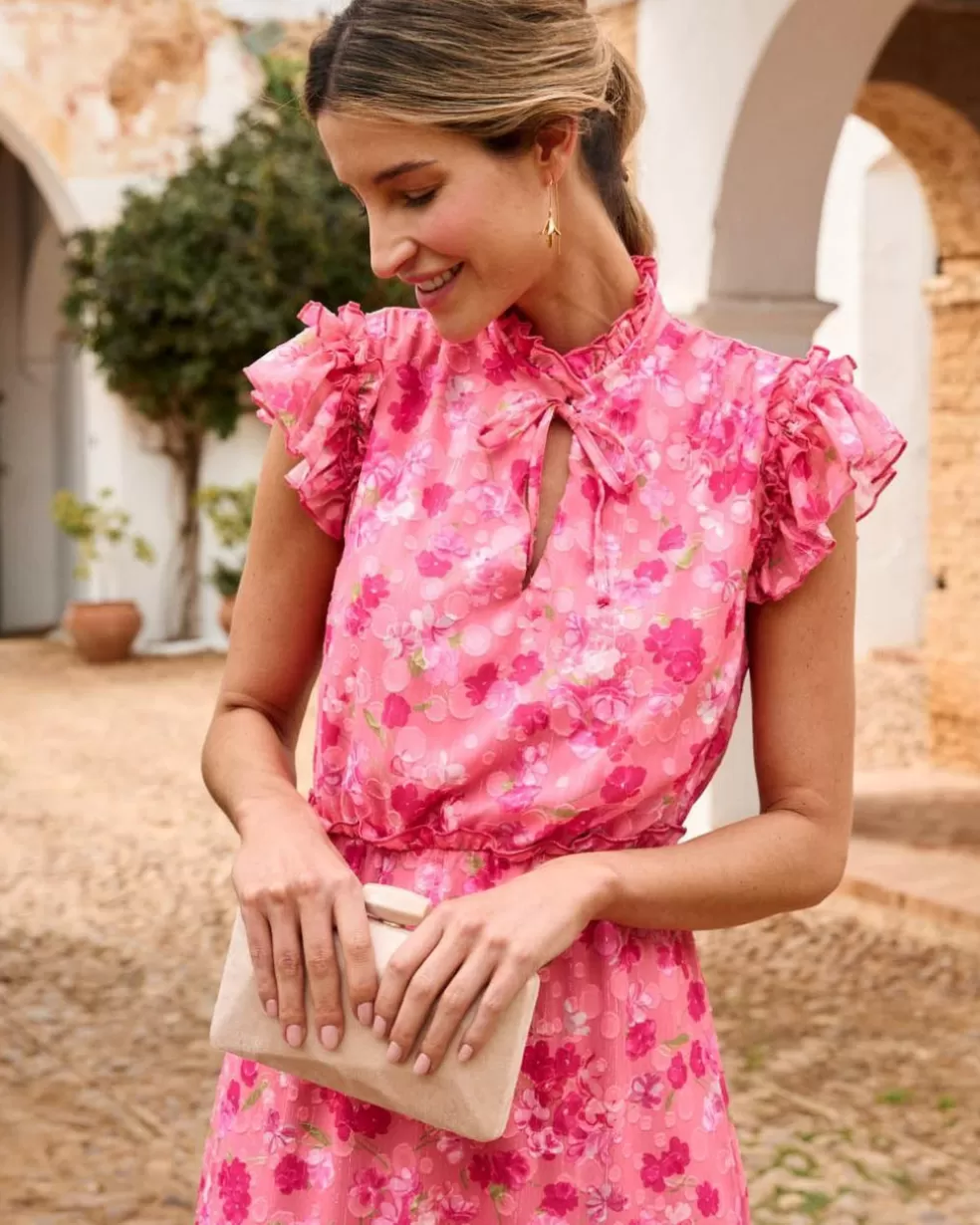 VESTIDOS INVITADA>Polin et moi Vestido Flores Blima Rosa