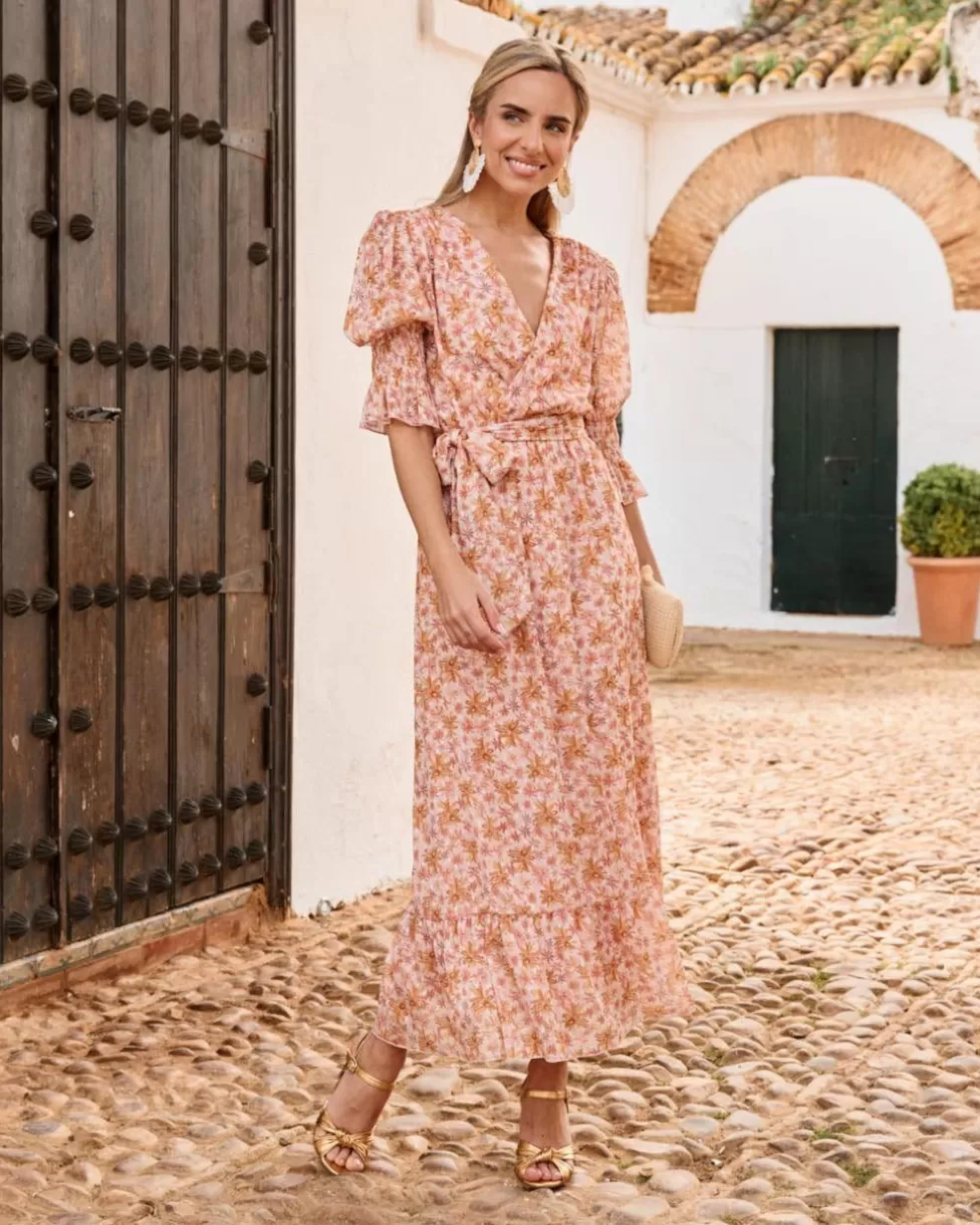 VESTIDOS INVITADA>Polin et moi Vestido Flores Opera NARANJA