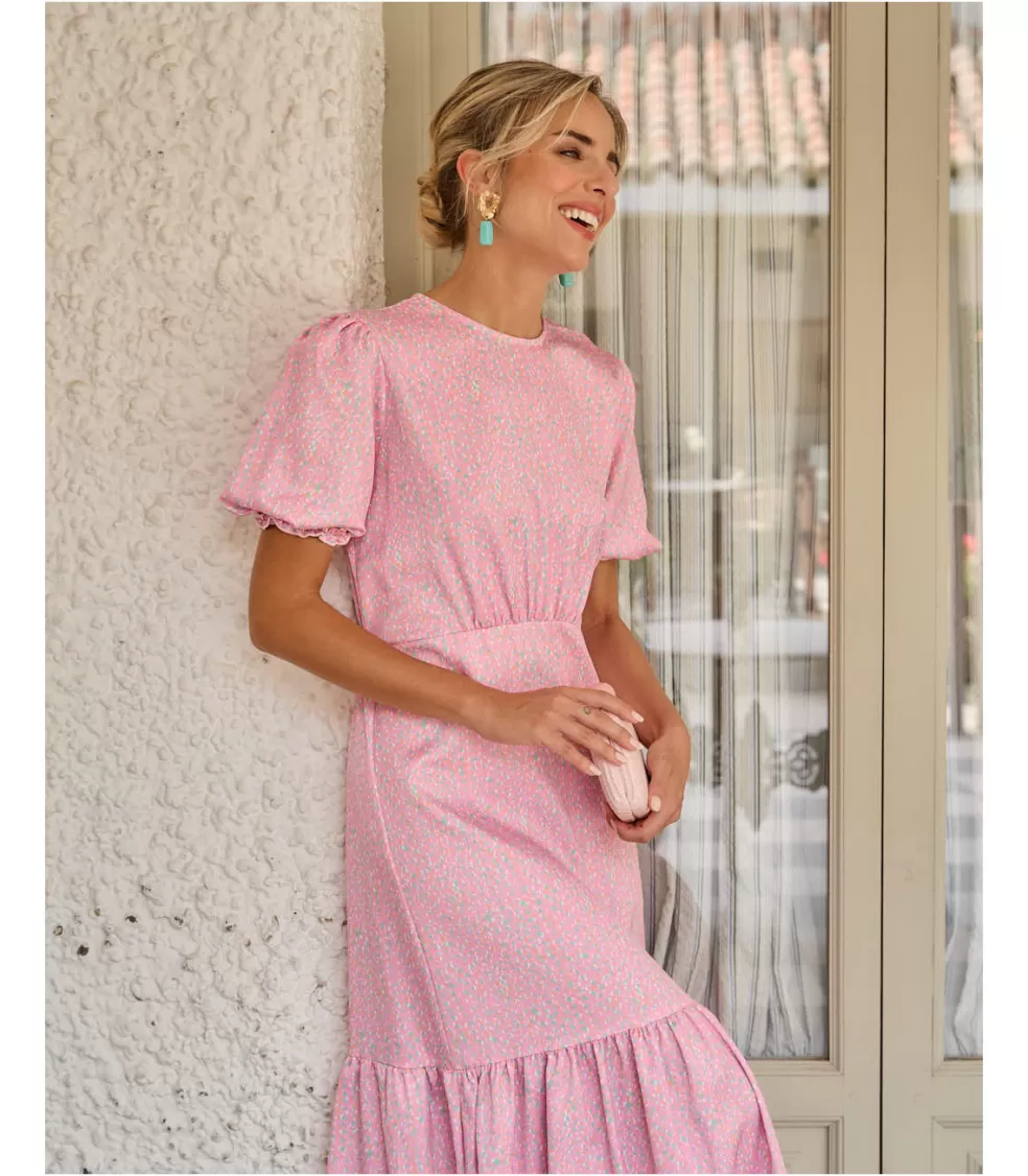 FERIA | VESTIDOS INVITADA>Polin et moi Vestido Midi Aimée Rosa