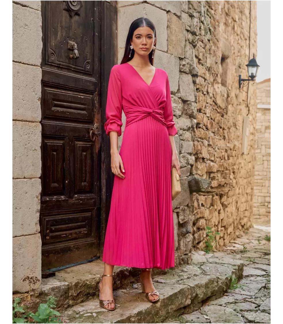 VESTIDOS INVITADA>Polin et moi Vestido Nudo Izar Fucsia